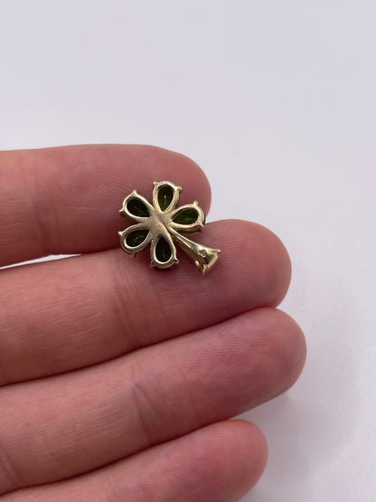 9ct gold diopside and diamond pendant