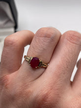Load image into Gallery viewer, 9ct gold ruby and zircon ring
