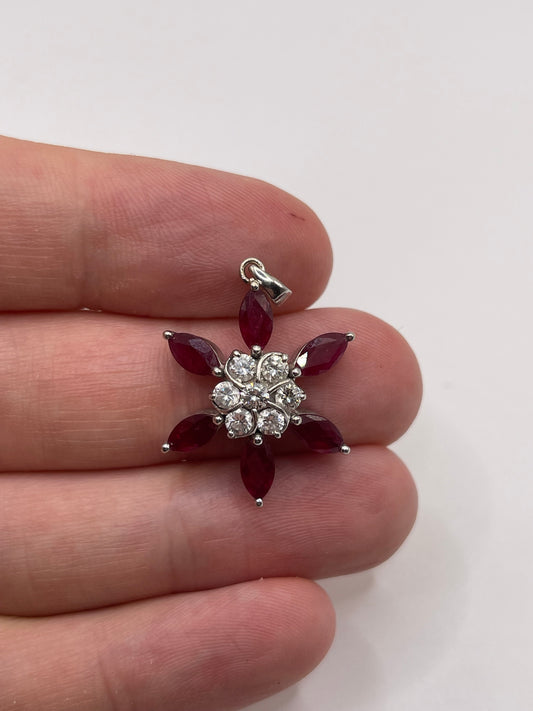 18ct white gold ruby and diamond pendant