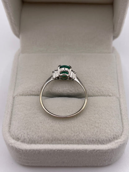 9ct white gold emerald and diamond ring