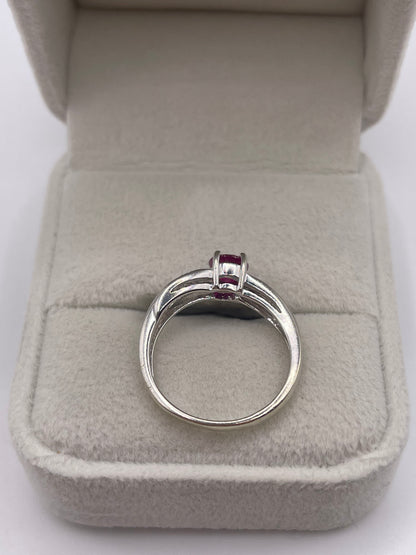 9ct white gold ruby and diamond ring