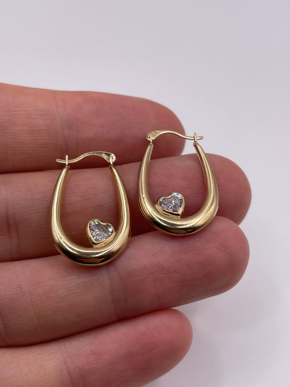 9ct gold cz Creole earrings