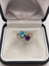 Load image into Gallery viewer, 9ct gold amethyst and topaz ring
