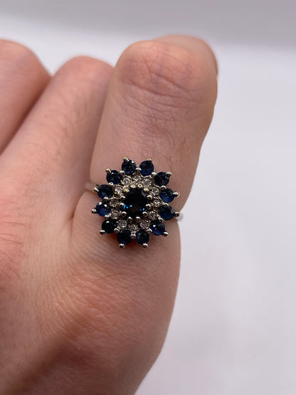 9ct white gold sapphire and diamond ring