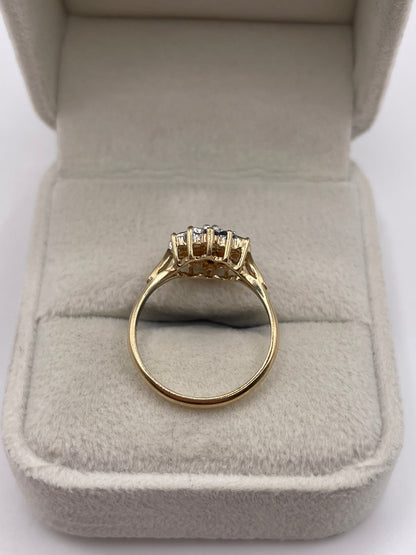 9ct gold sapphire and diamond cluster ring