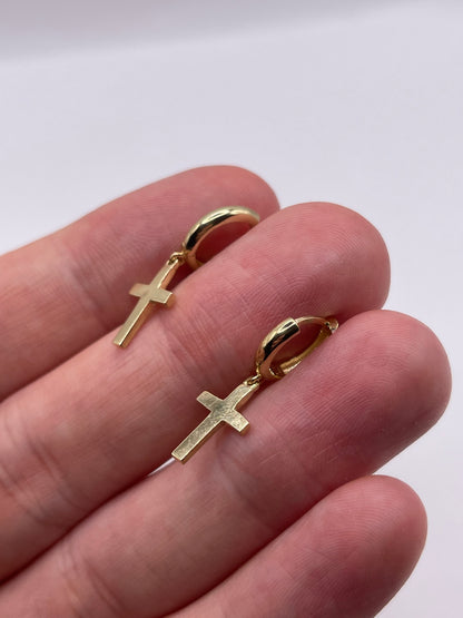9ct gold cross earrings