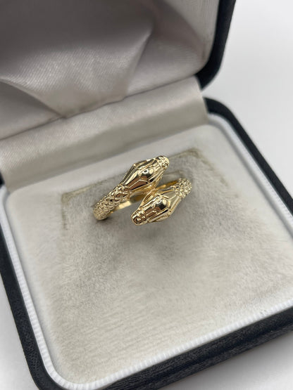 9ct gold double snake ring
