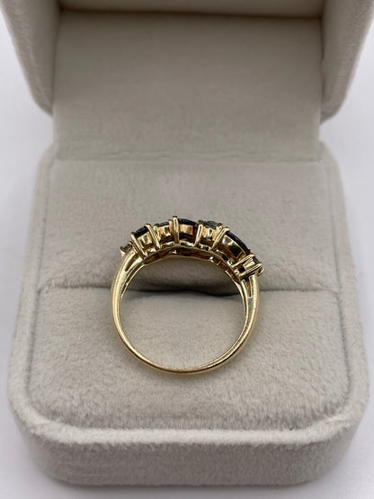 9ct gold multi gemstone cluster ring