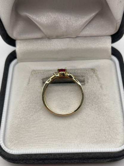 9ct gold ruby and diamond ring