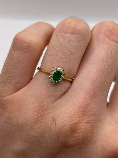 18ct gold emerald and diamond ring