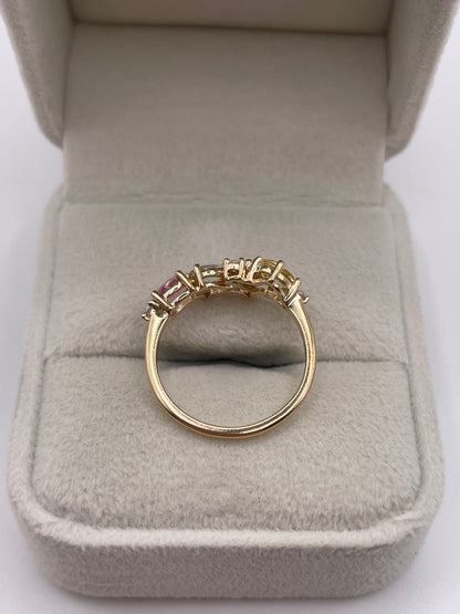 9ct gold multi coloured sapphire ring