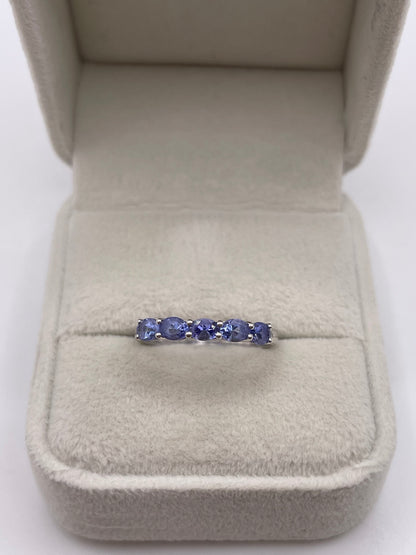 14ct white gold tanzanite and diamond ring