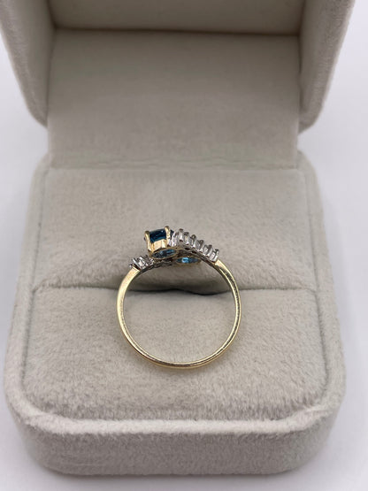 9ct gold topaz and diamond ring