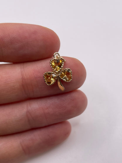 9ct gold citrine clover pendant