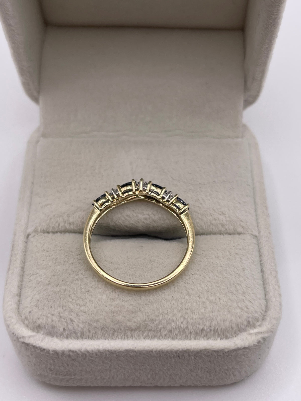9ct gold sapphire and diamond wishbone ring