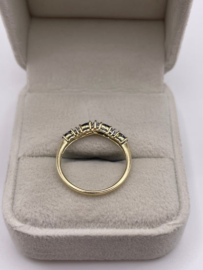 9ct gold sapphire and diamond wishbone ring