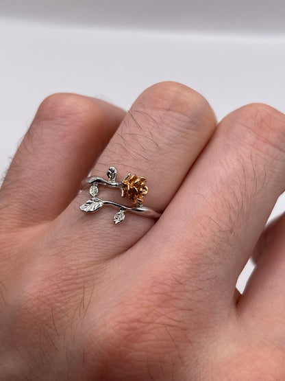 18ct two tone gold rose ring