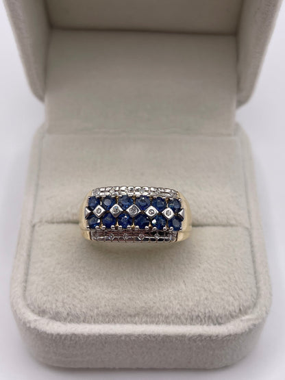 9ct gold sapphire and diamond ring