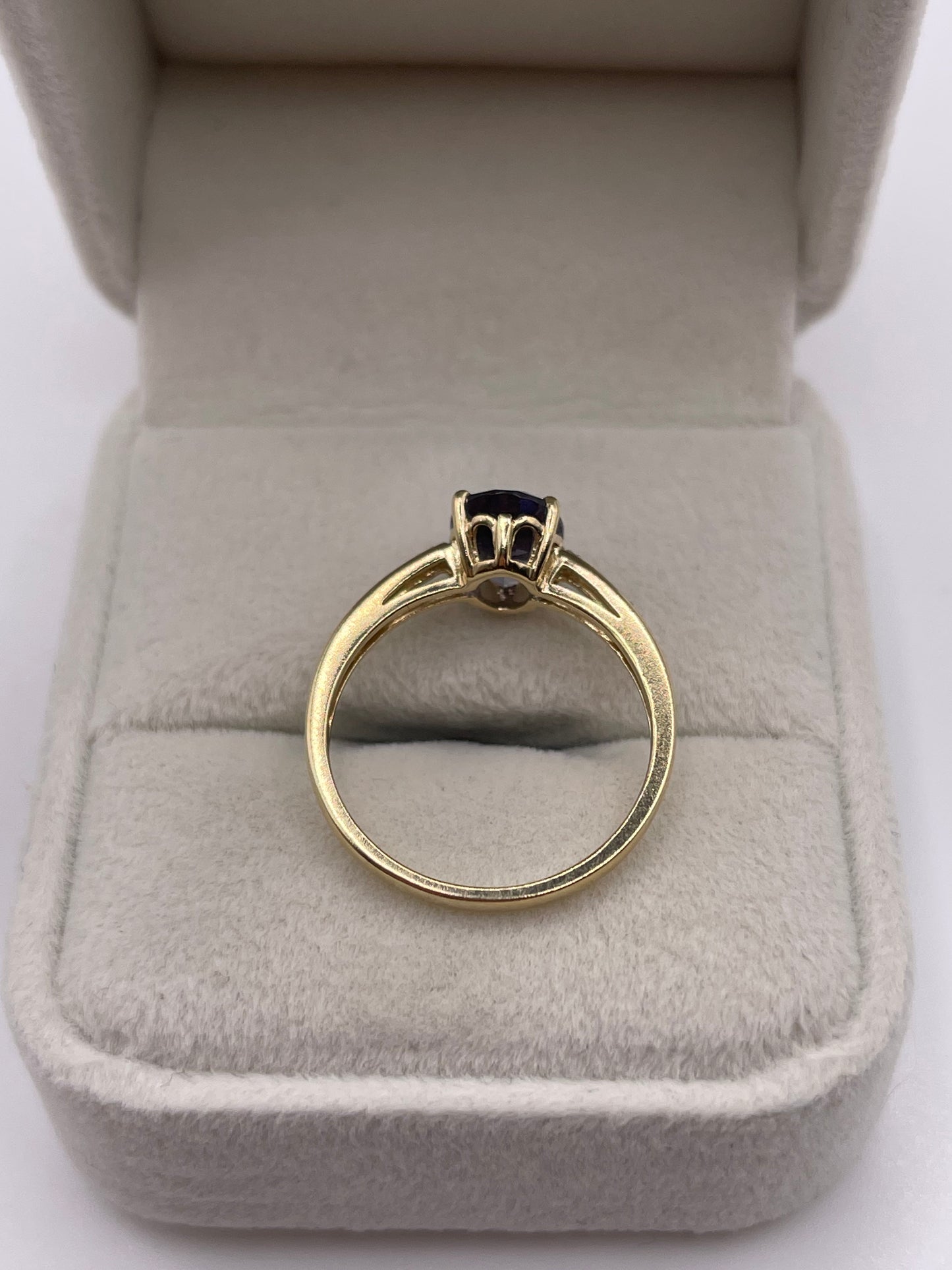 9ct gold iolite and diamond ring