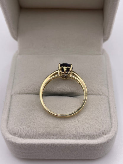 9ct gold iolite and diamond ring