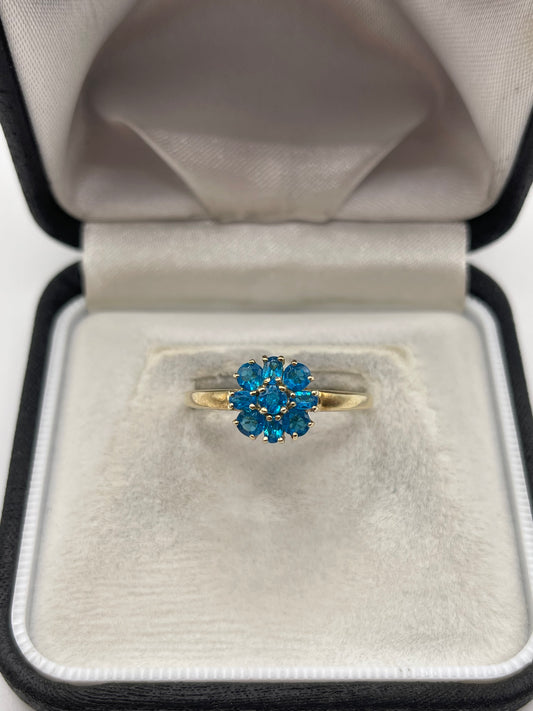 9ct gold blue apatite cluster ring
