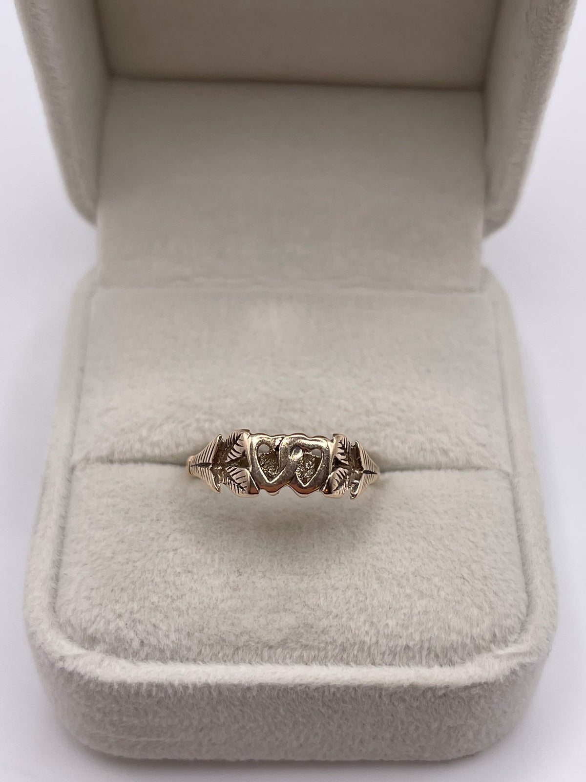9ct gold double heart ring
