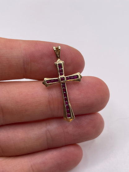 9ct gold ruby cross pendant