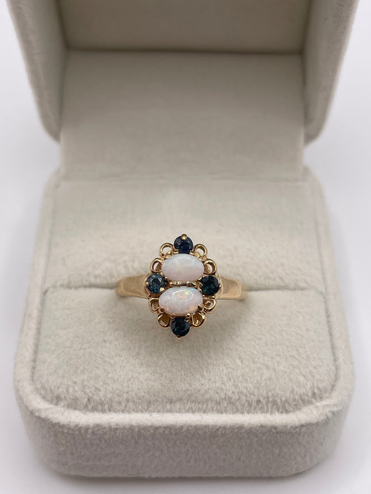 9ct gold opal and sapphire ring