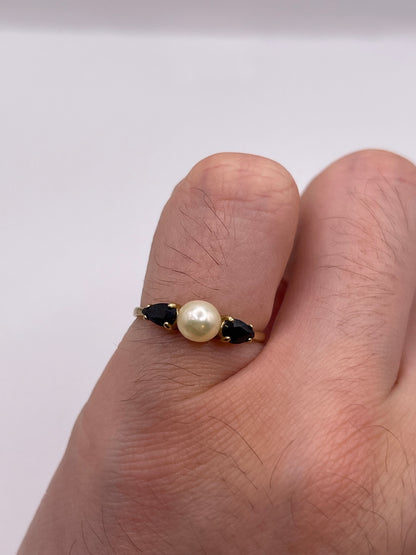 9ct gold pearl and sapphire ring