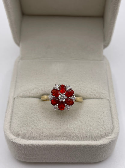 18ct gold fire opal and diamond ring