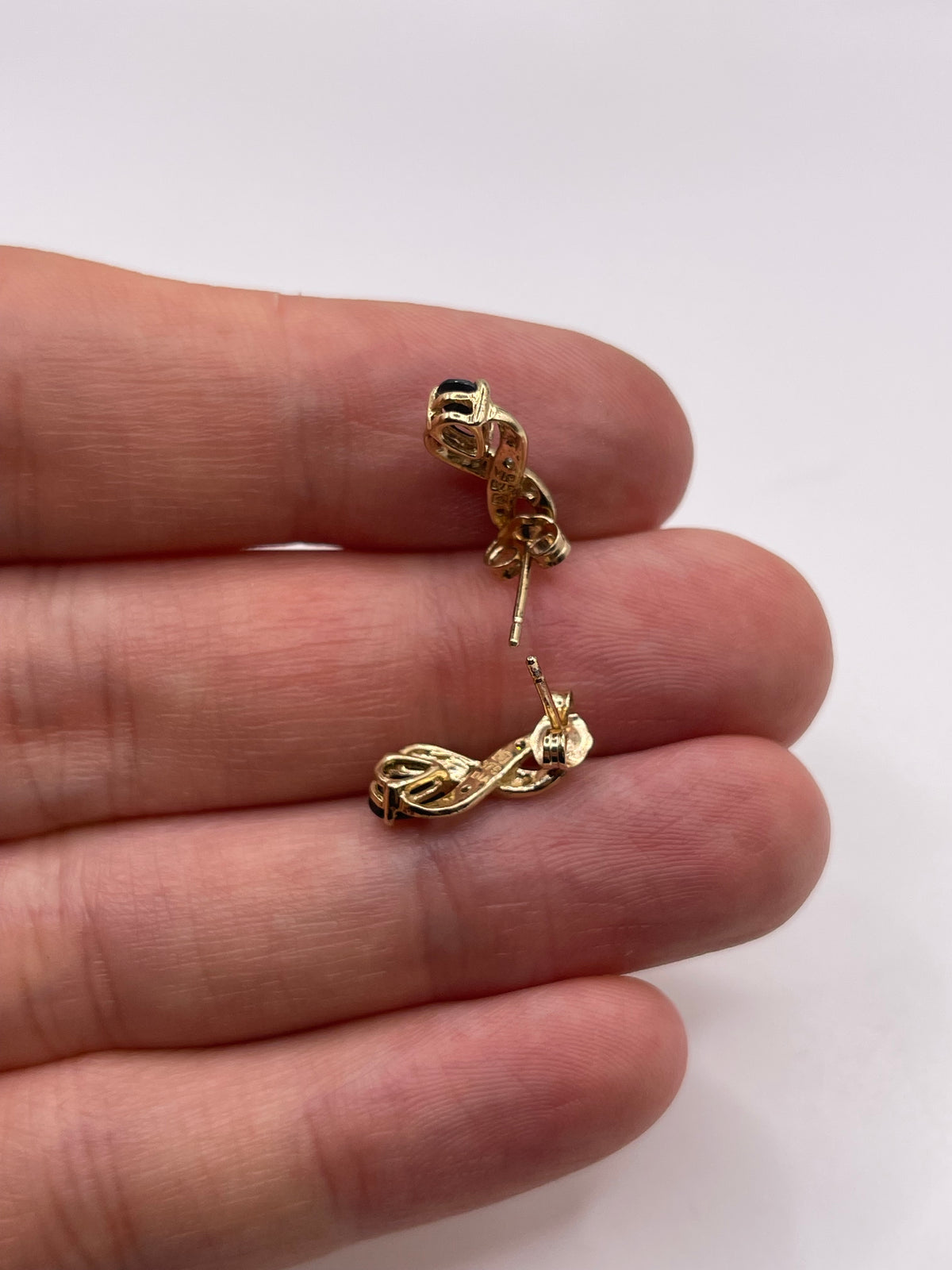 9ct gold sapphire and diamond earrings