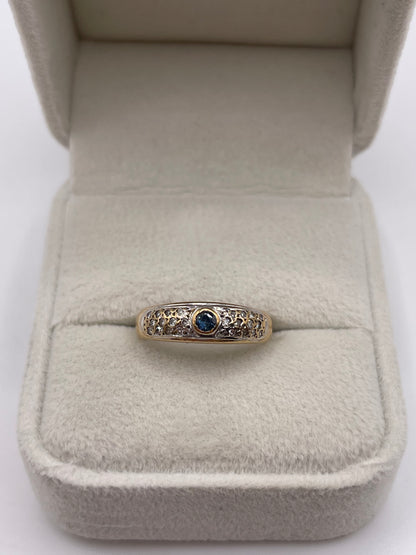 9ct gold sapphire and diamond ring