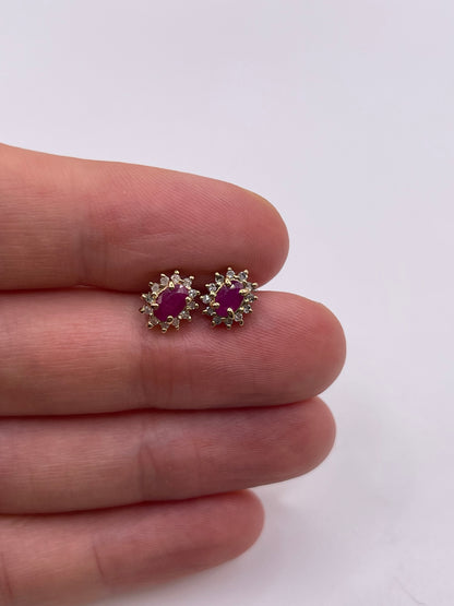 9ct gold ruby and diamond earrings