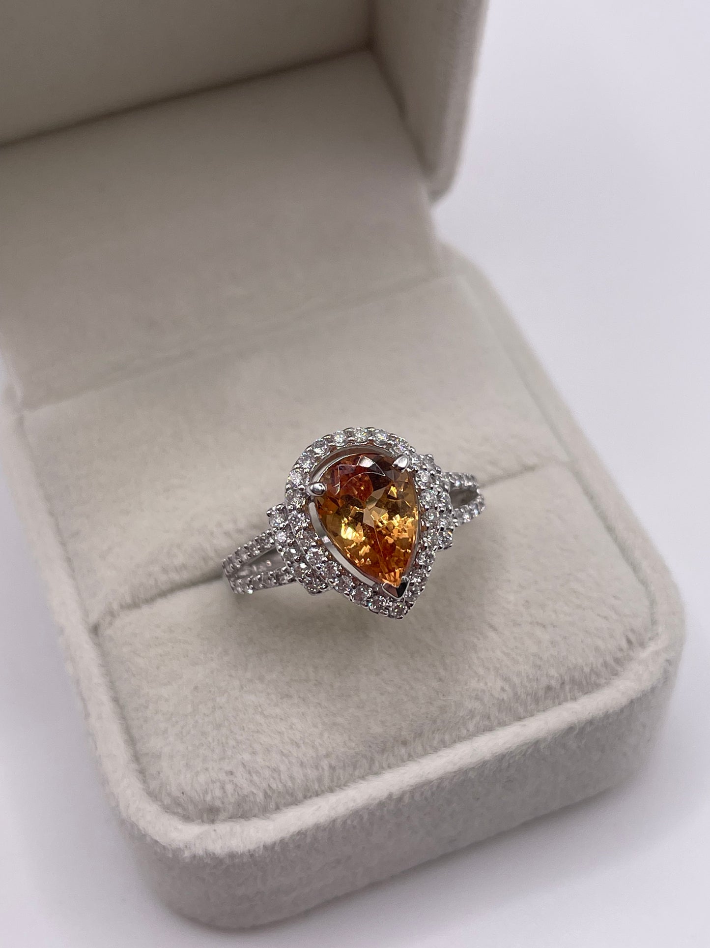 9ct white gold imperial topaz and diamond ring