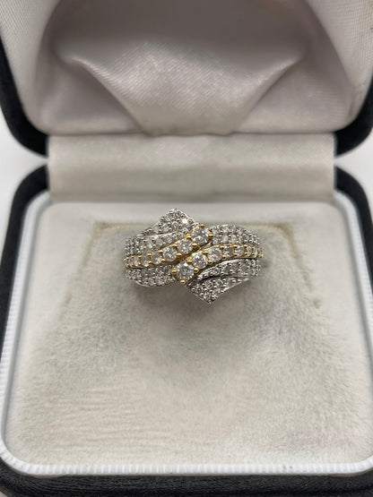 9ct two tone gold diamond cluster ring
