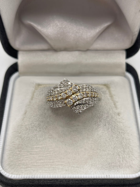 9ct two tone gold diamond cluster ring