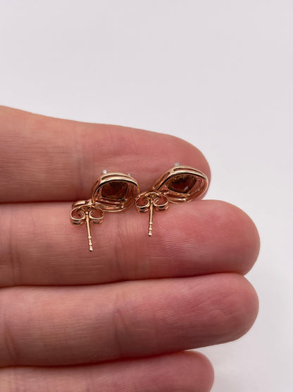 9ct rose gold quartz and diamond earrings