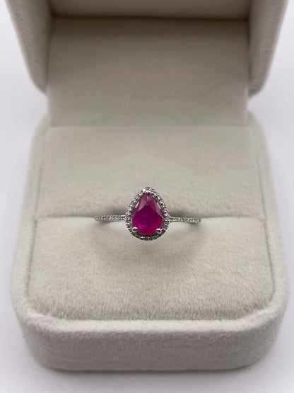 9ct white gold ruby and diamond ring