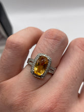 Load image into Gallery viewer, 18ct white gold citrine and diamond ring
