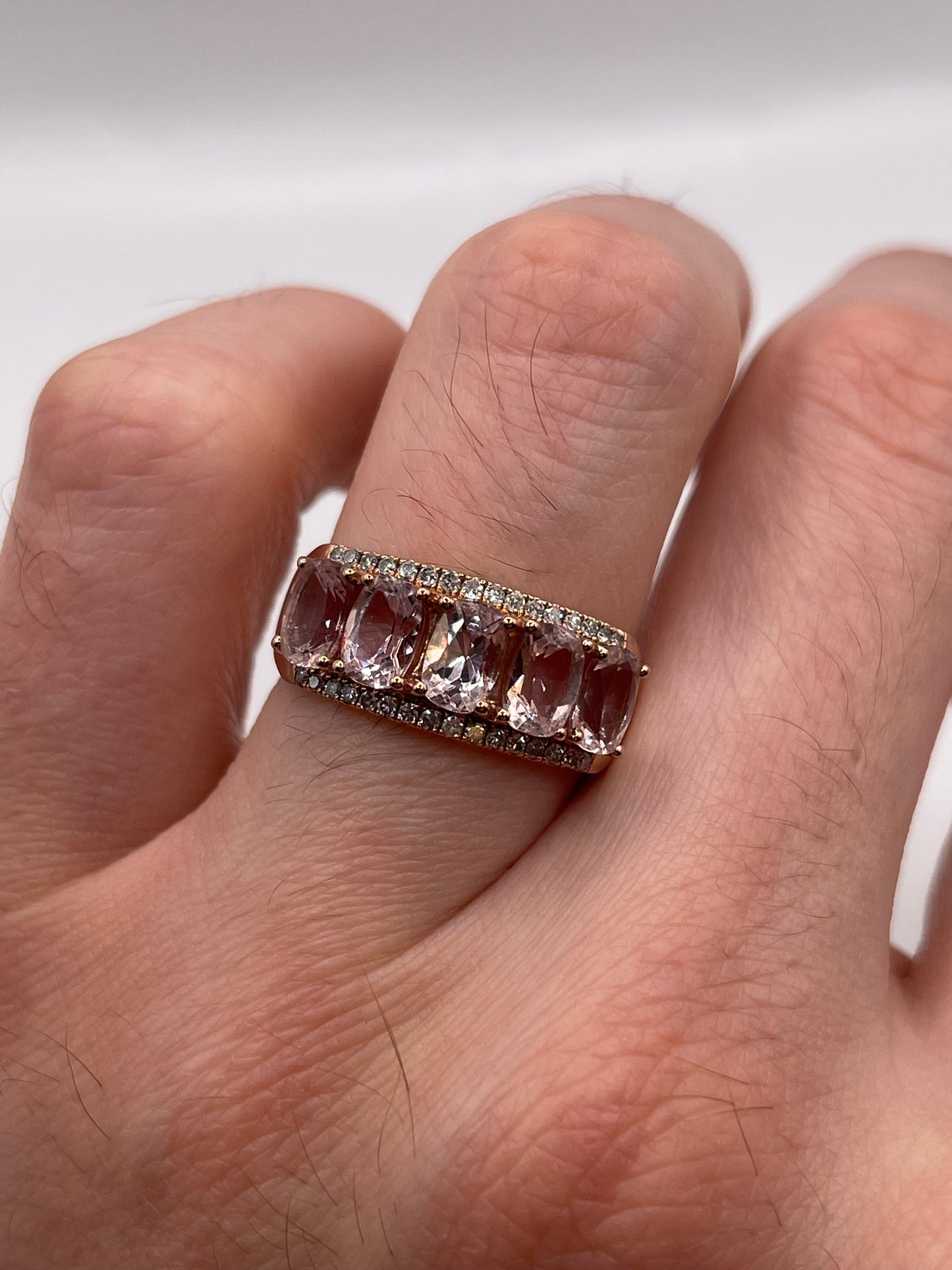 9ct rose gold morganite and diamond ring