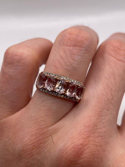 9ct rose gold morganite and diamond ring