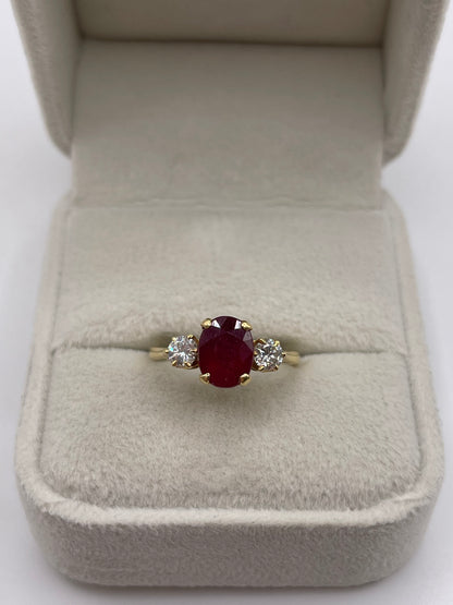 18ct gold ruby and duamond ring