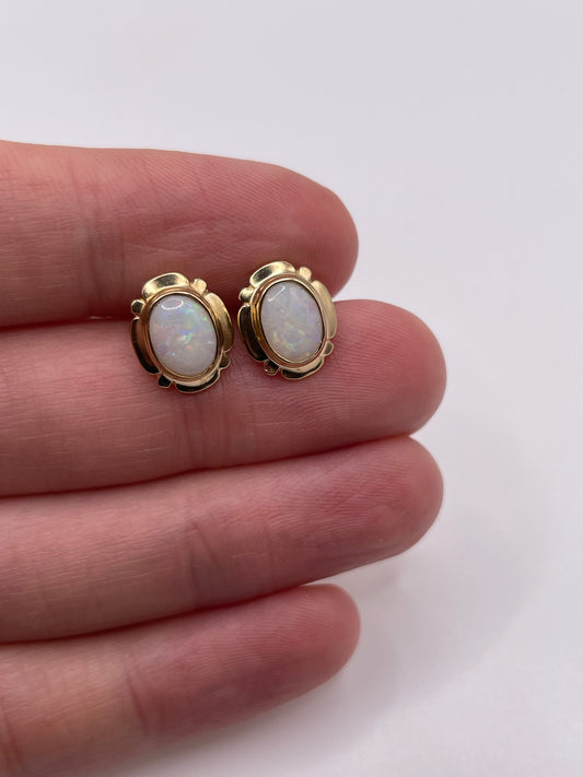 9ct gold opal earrings
