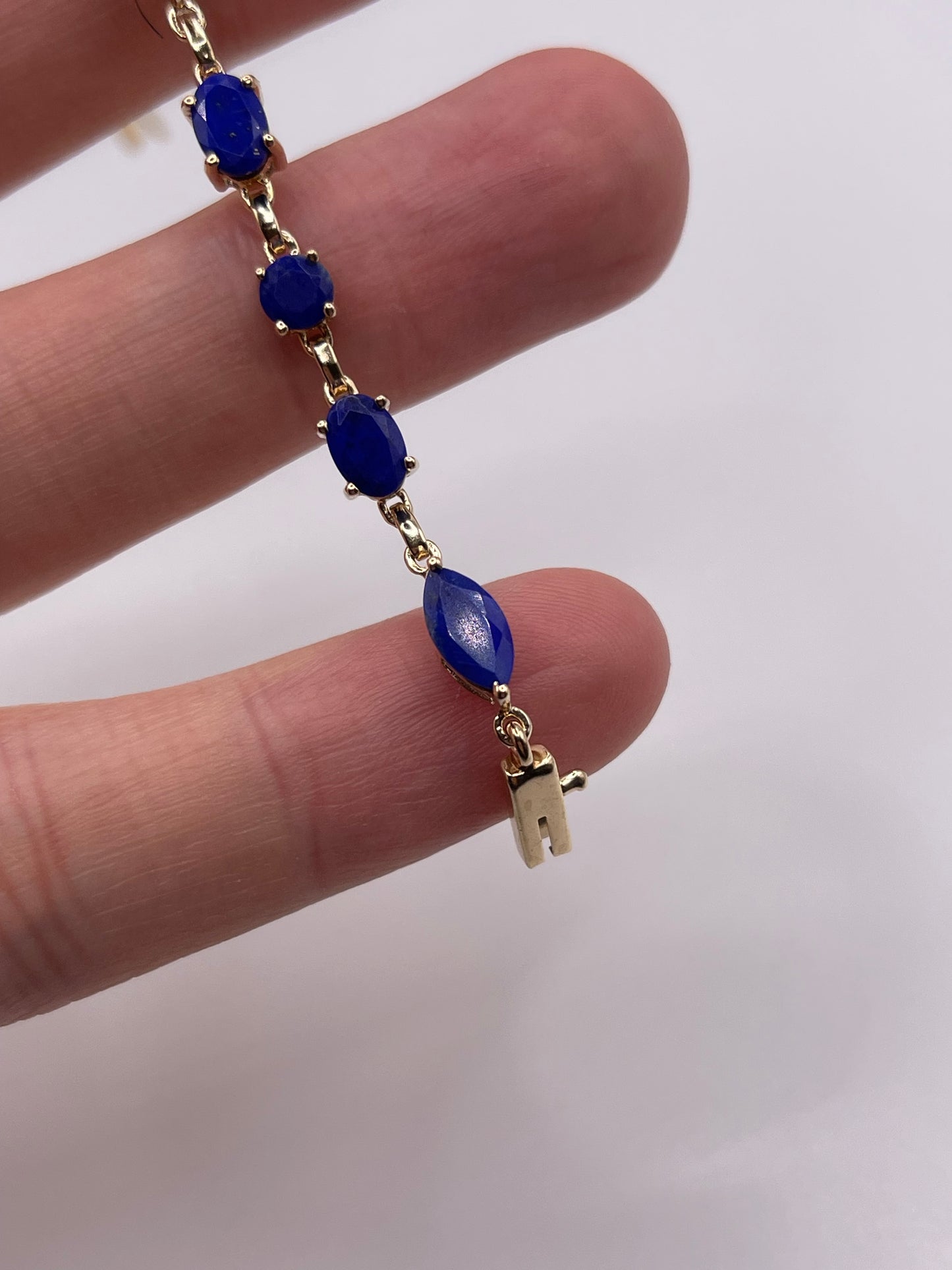 9ct gold lapis lazuli bracelet