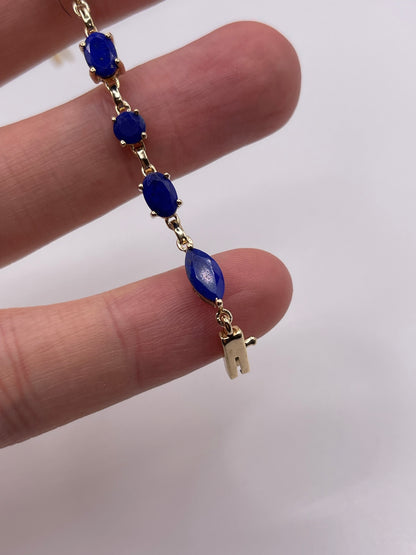 9ct gold lapis lazuli bracelet