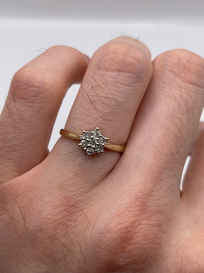 9ct gold 33 point diamond cluster ring