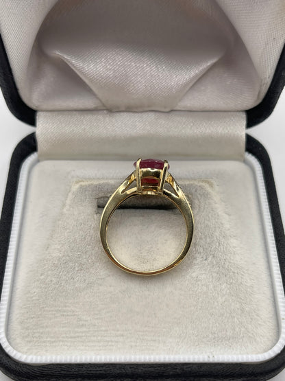 9ct gold ruby and diamond ring
