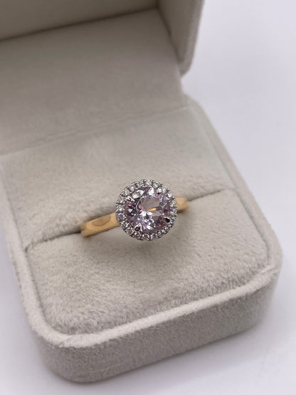 18ct gold morganite and diamond eibv