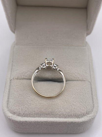 9ct white gold opal and diamond ring