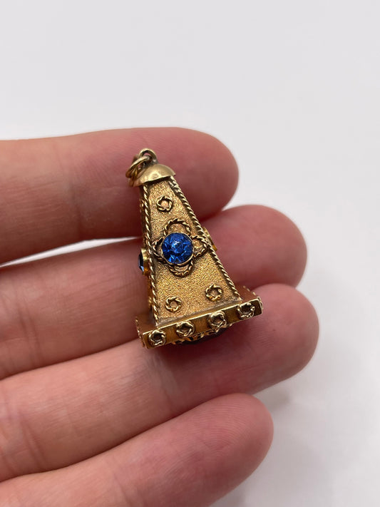 14ct gold synthetic spinel fob